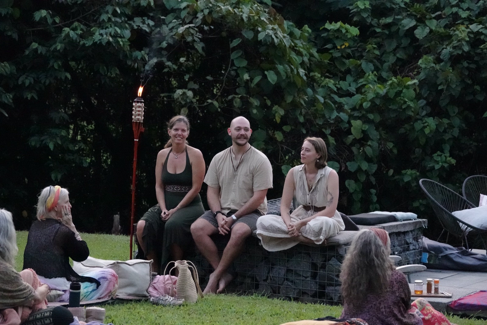 The facilitators hold the opening circle